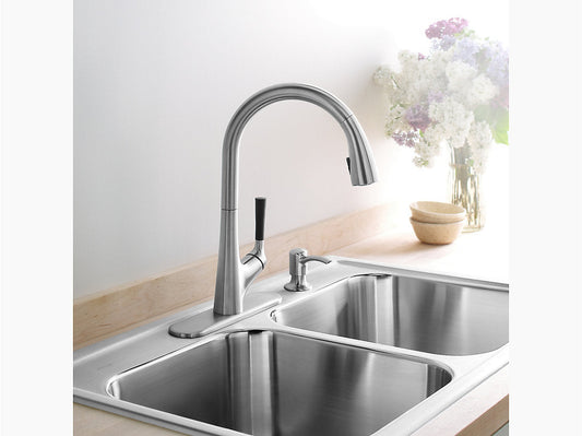 Malleco™ Pull-down kitchen sink faucet with two-function sprayhead and soap dispenser
