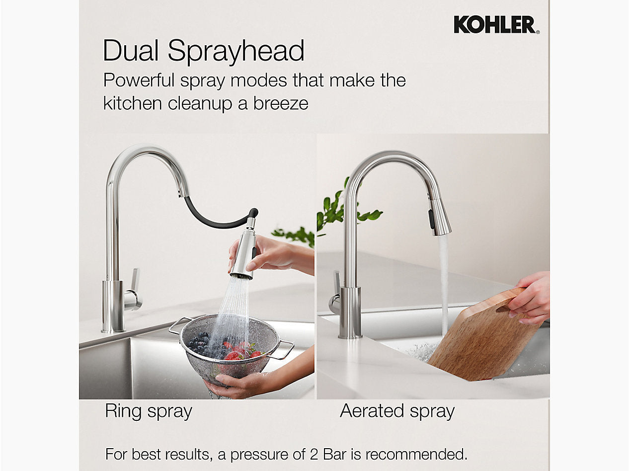 Atom™ Pull-down kitchen sink faucet with two-function sprayhead
